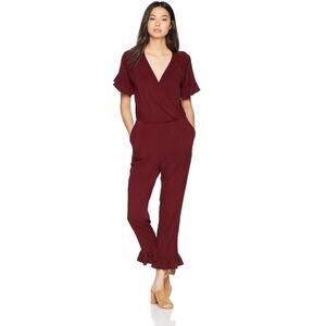 Michael Stars Womens Jumpsuit Size XS Maroon Ruffled Rialto Short sleeve NWT